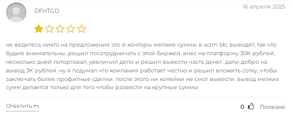 wzm btc биржа